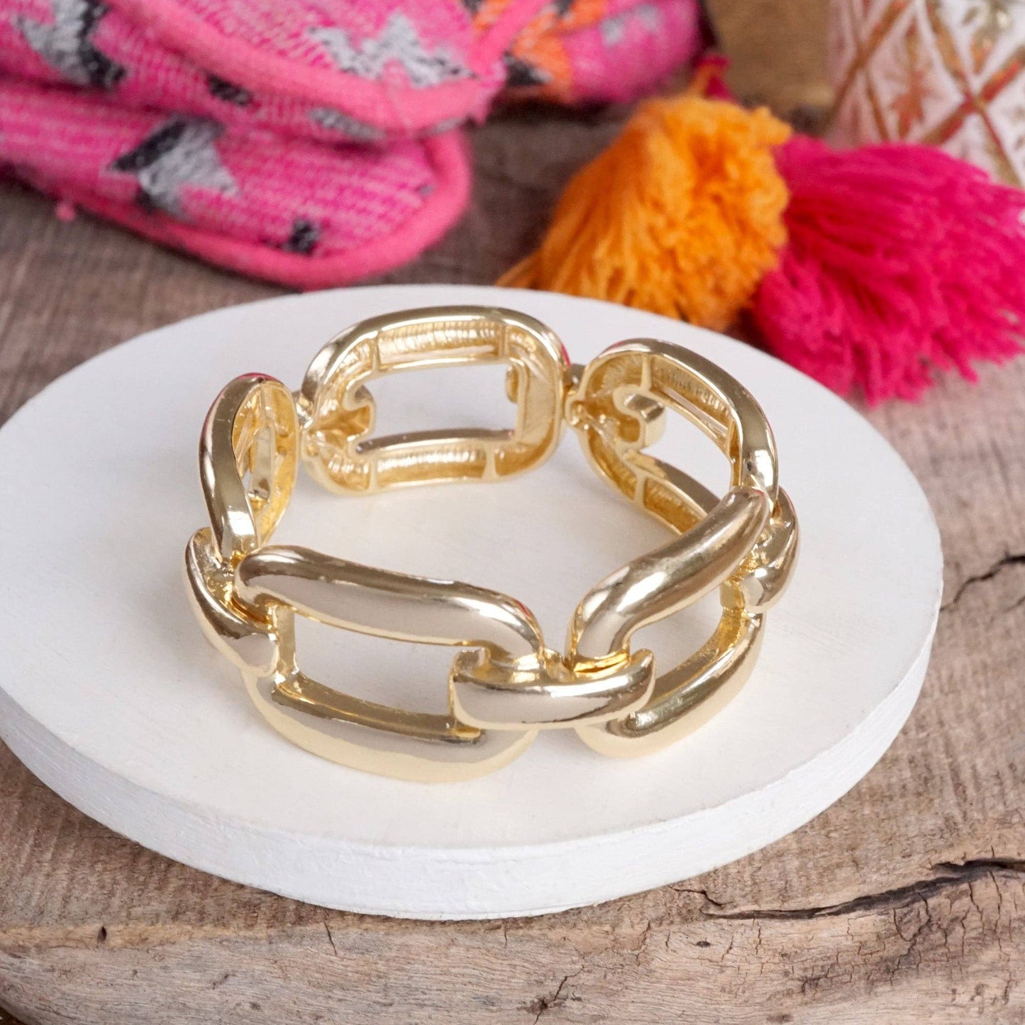 Chunky Chain Statement  Bangle Bracelet in gold
