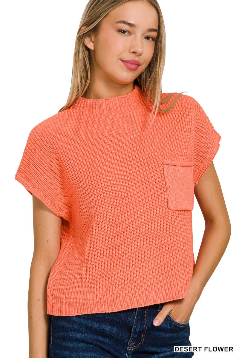 Pnk  Short Sleeve Crop Sweater