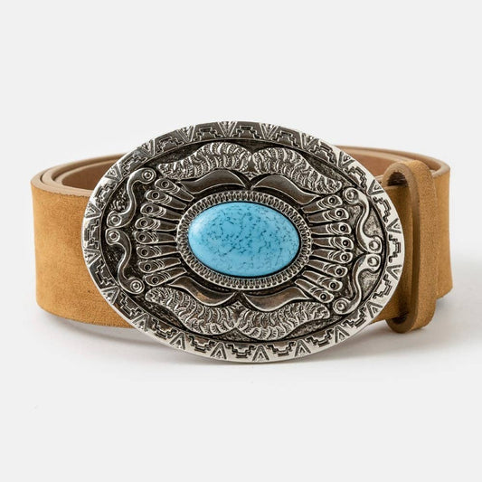 Oval Western Concho Oversized Buckle Belt