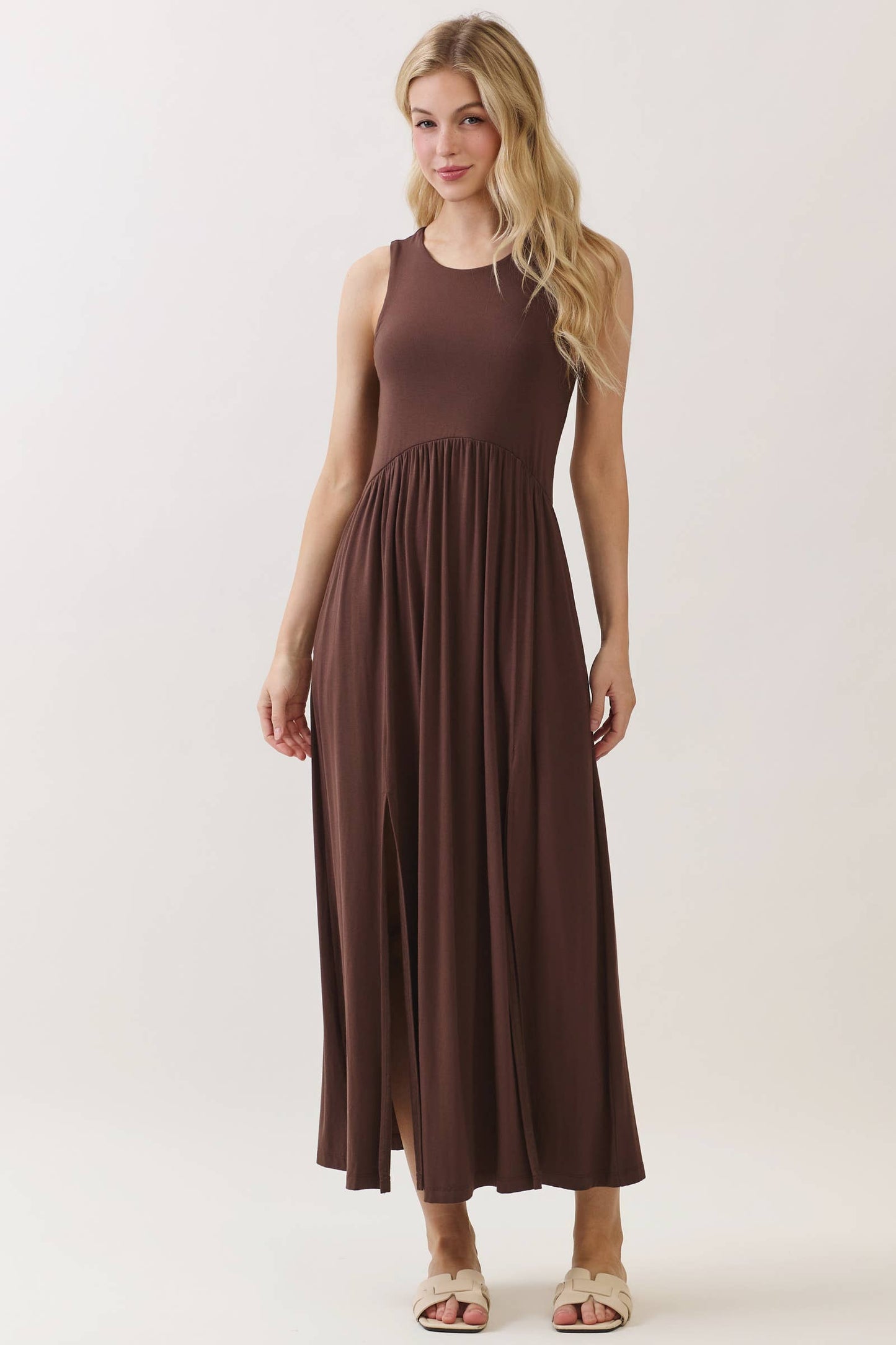 Black Midi Dress with Front Slits