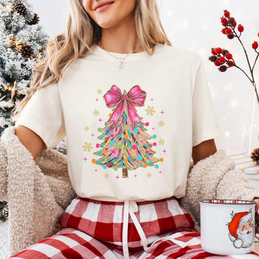 Bright Colorful Christmas Tree Graphic Tee