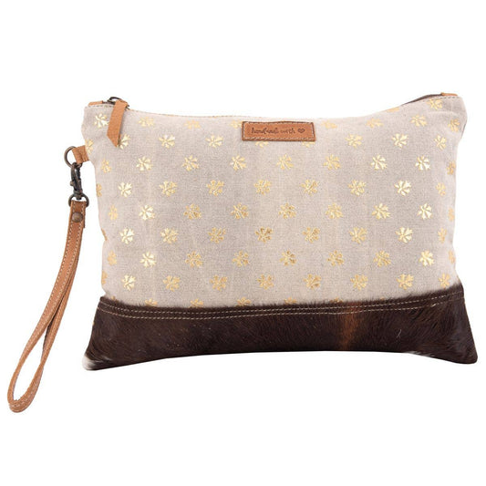 Canvas Leather & Cowhide Metallic Print Women's Utlity Bag