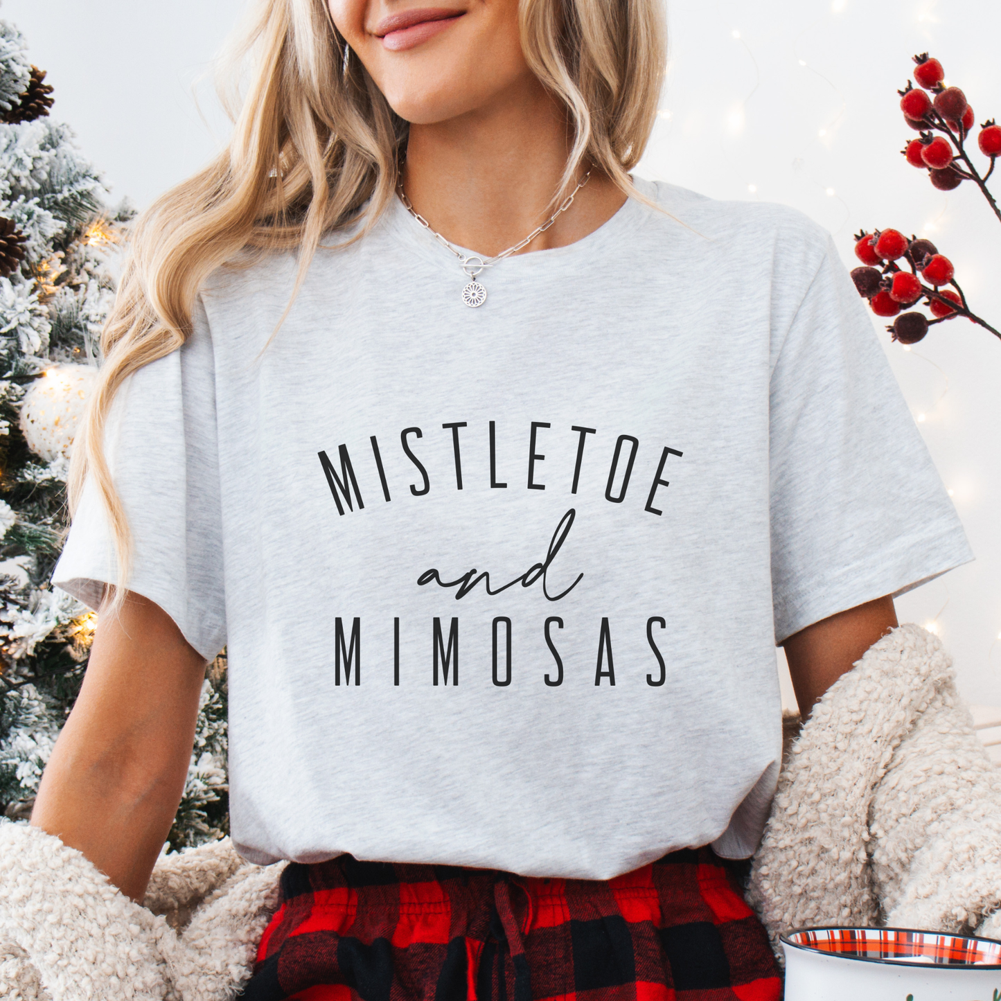 Mistletoe and Mimosas Women's Christmas Tee