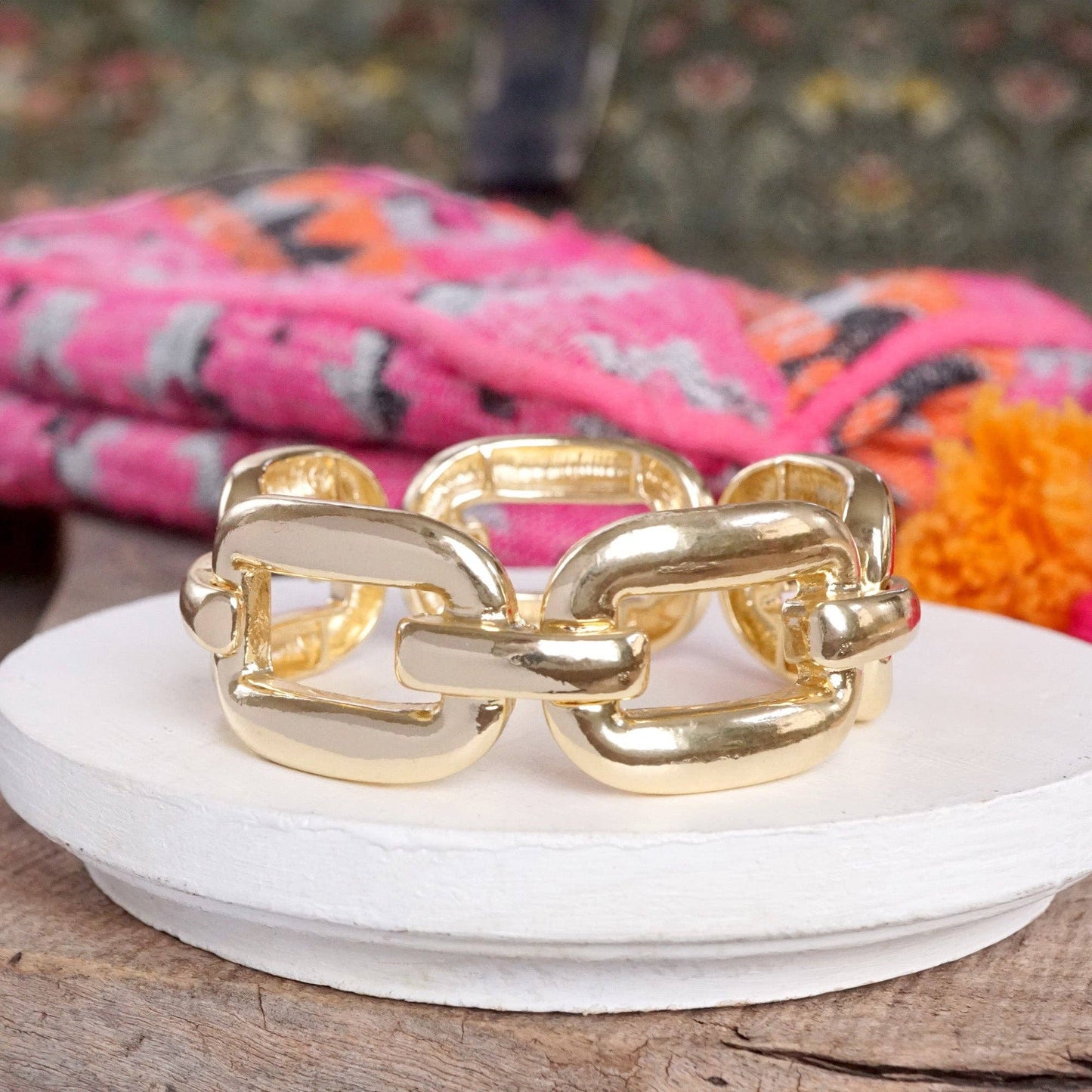 Chunky Chain Statement  Bangle Bracelet in gold