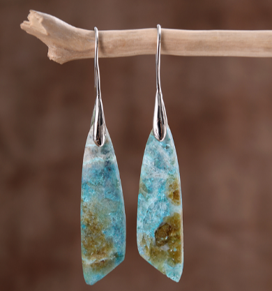 Natural Amazonite Dangle turqoise Earrings