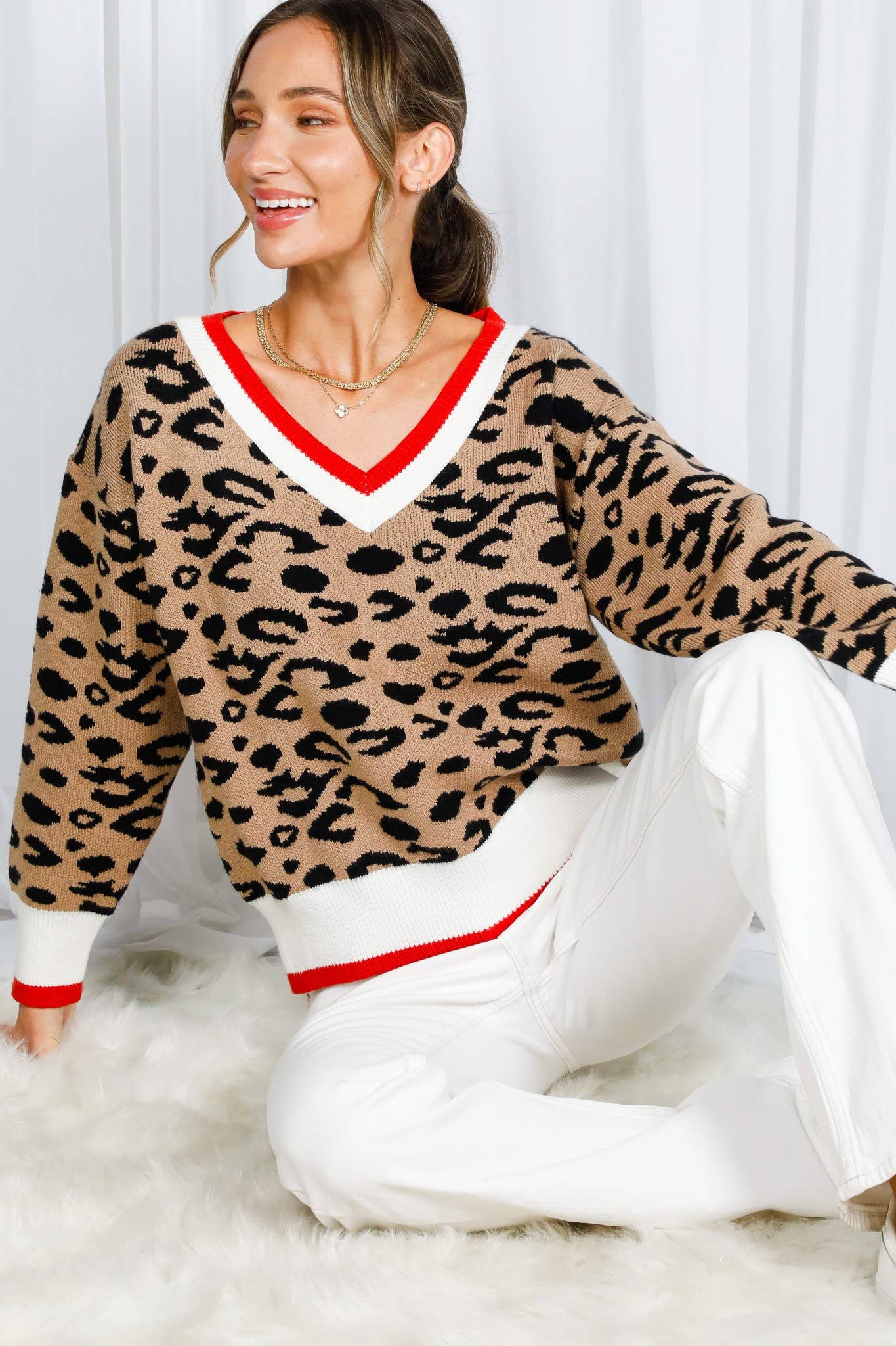 Leopard V-Neck Sweater