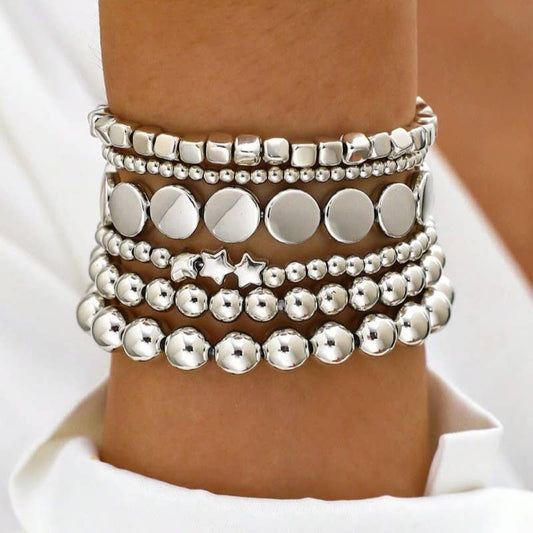 Silver Multi-Chain Bracelet Stack
