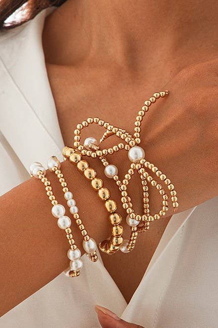 Gold Beaded Multi Bow Stack
