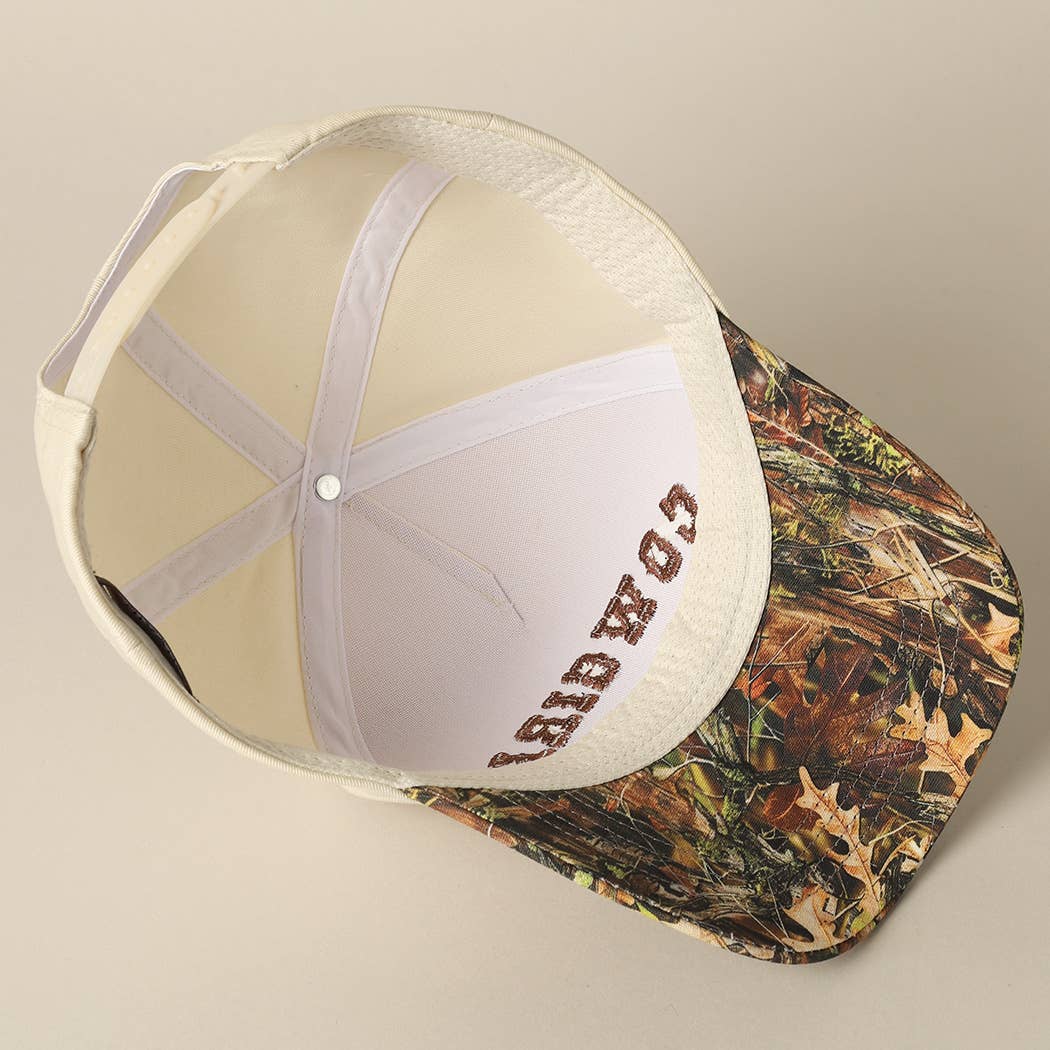 COWGIRL Lettering Embroidery Camo Cap