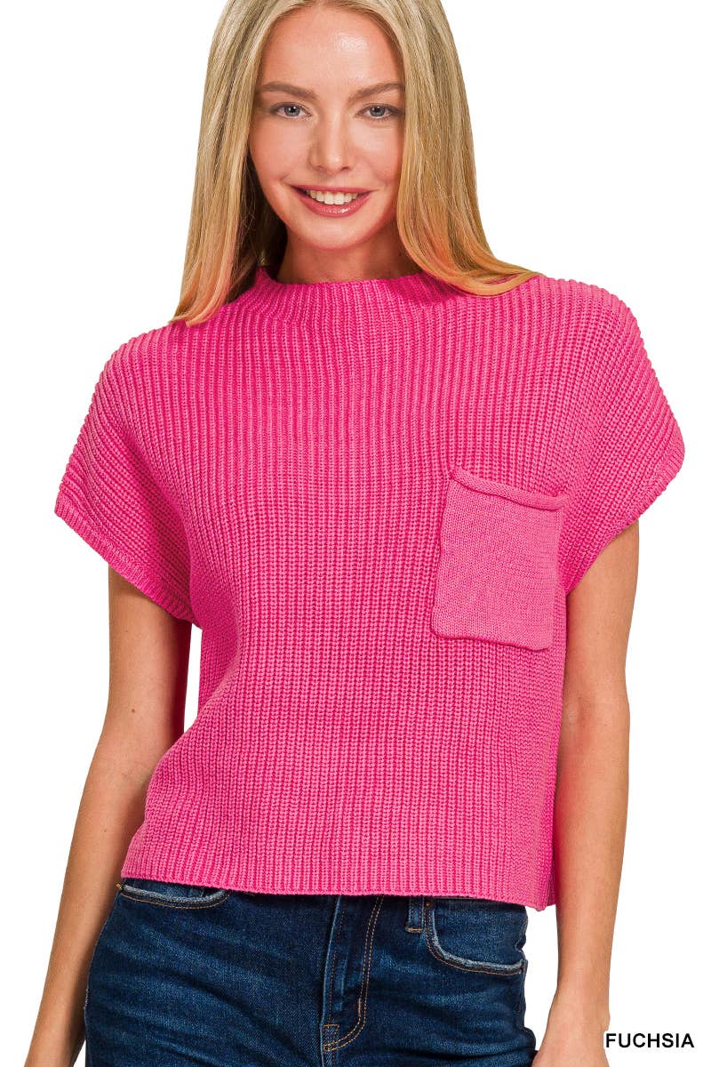 Pnk  Short Sleeve Crop Sweater