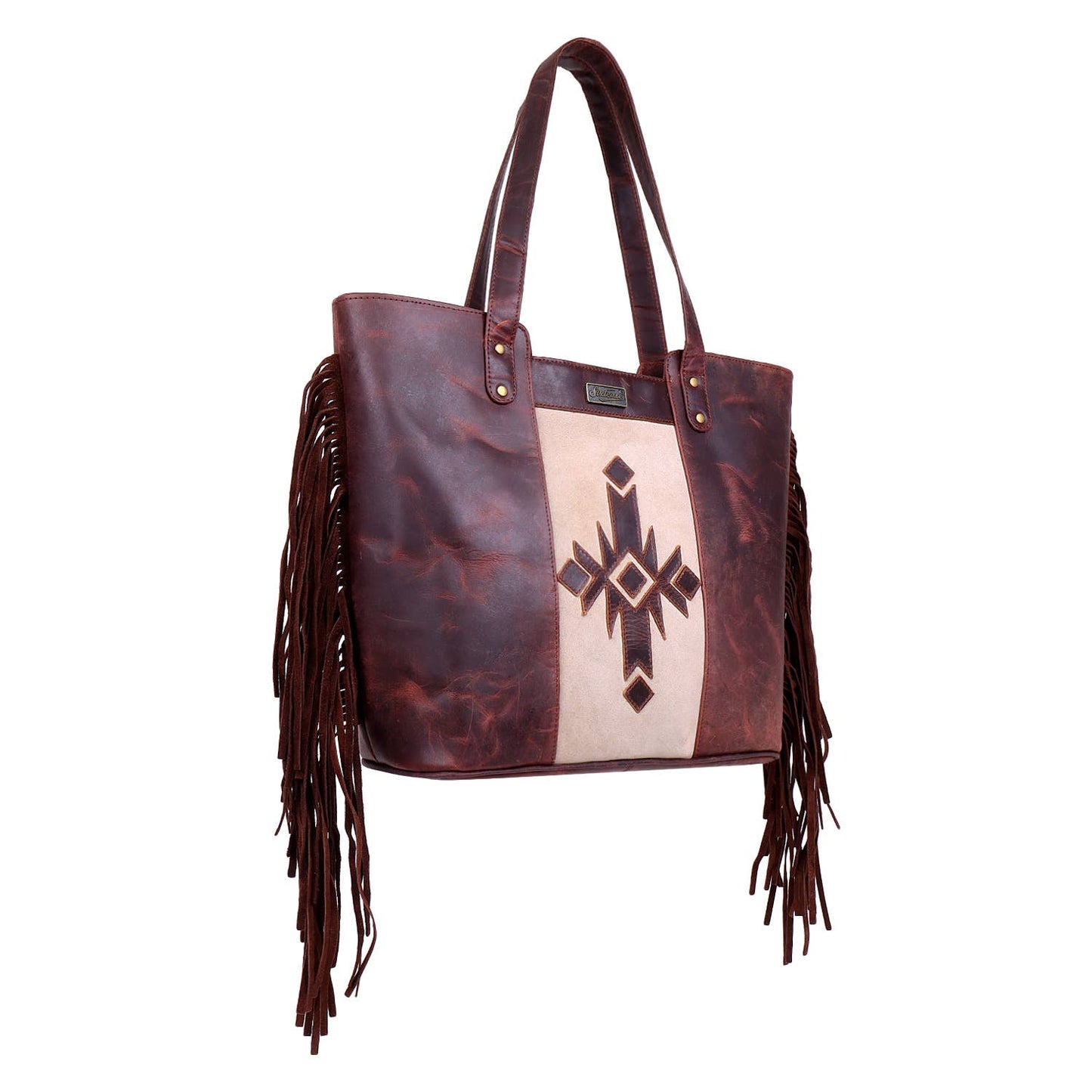 Leather Aztec Suede Fringed Purse
