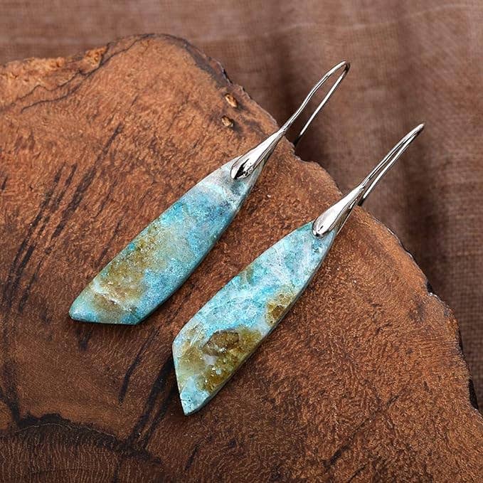Natural Amazonite Dangle turqoise Earrings