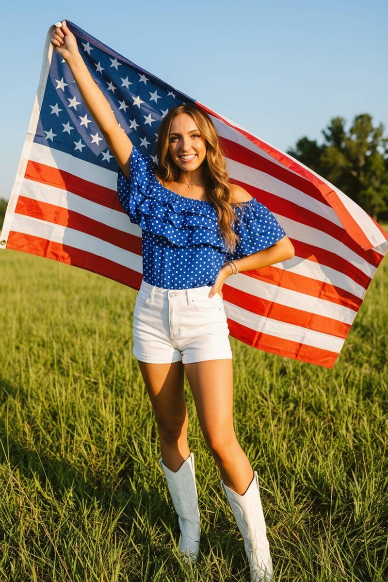 Polka Dot Layered Ruffle Embellished Top