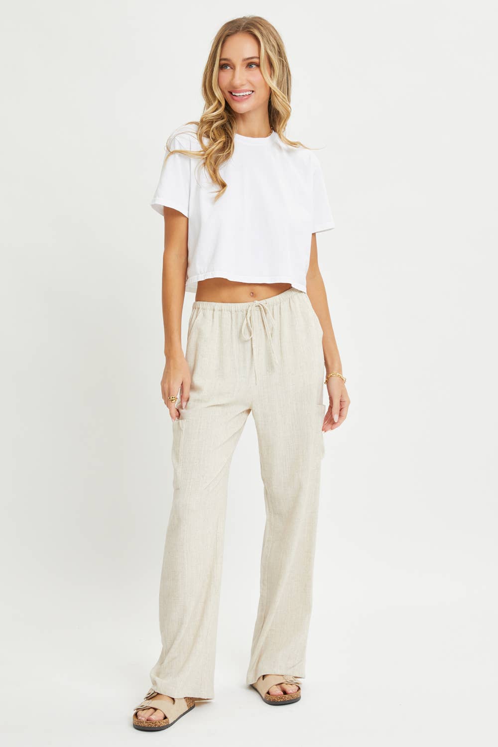 Linen Draw-String Pants w Pockets