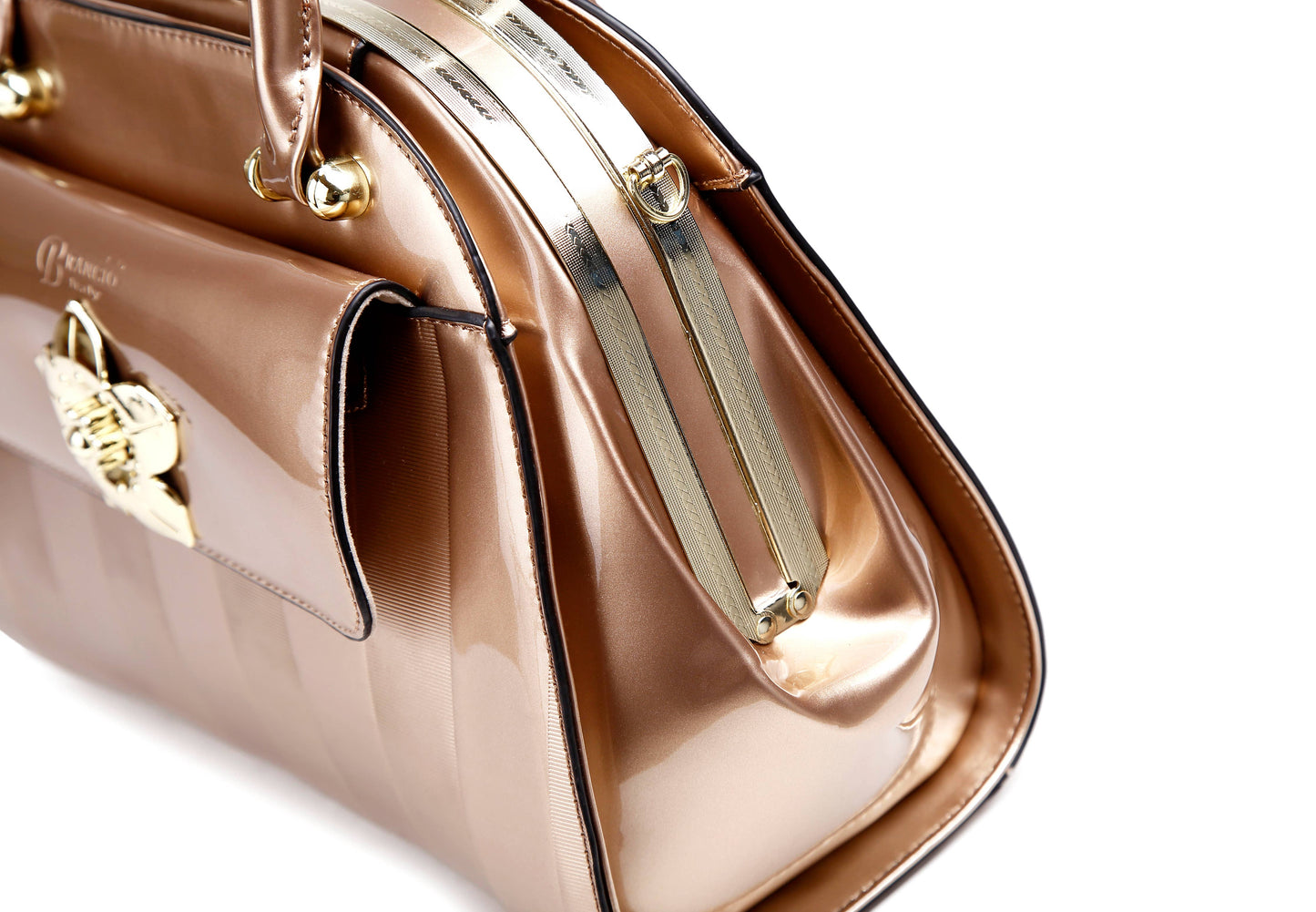 Brangio Italy Elegant Patent Leather Handbag 