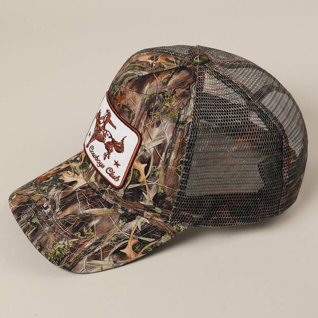 Cowboy and Horse Embroidery Patch Mesh Cap