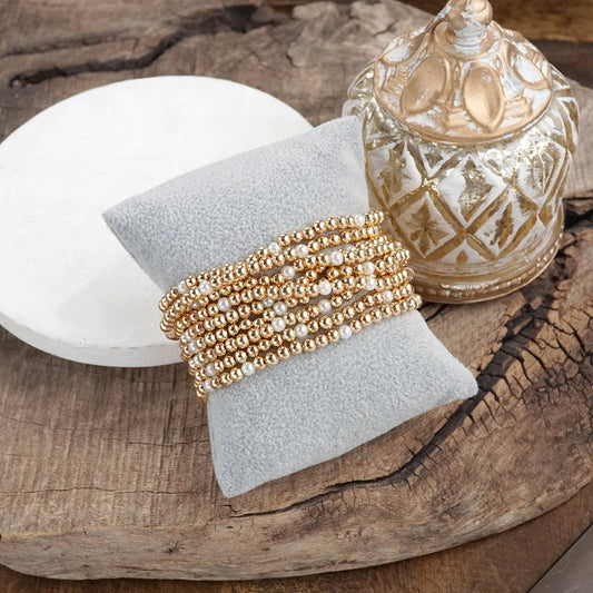 Classic Gold and Pearls Stretchy Bracelet