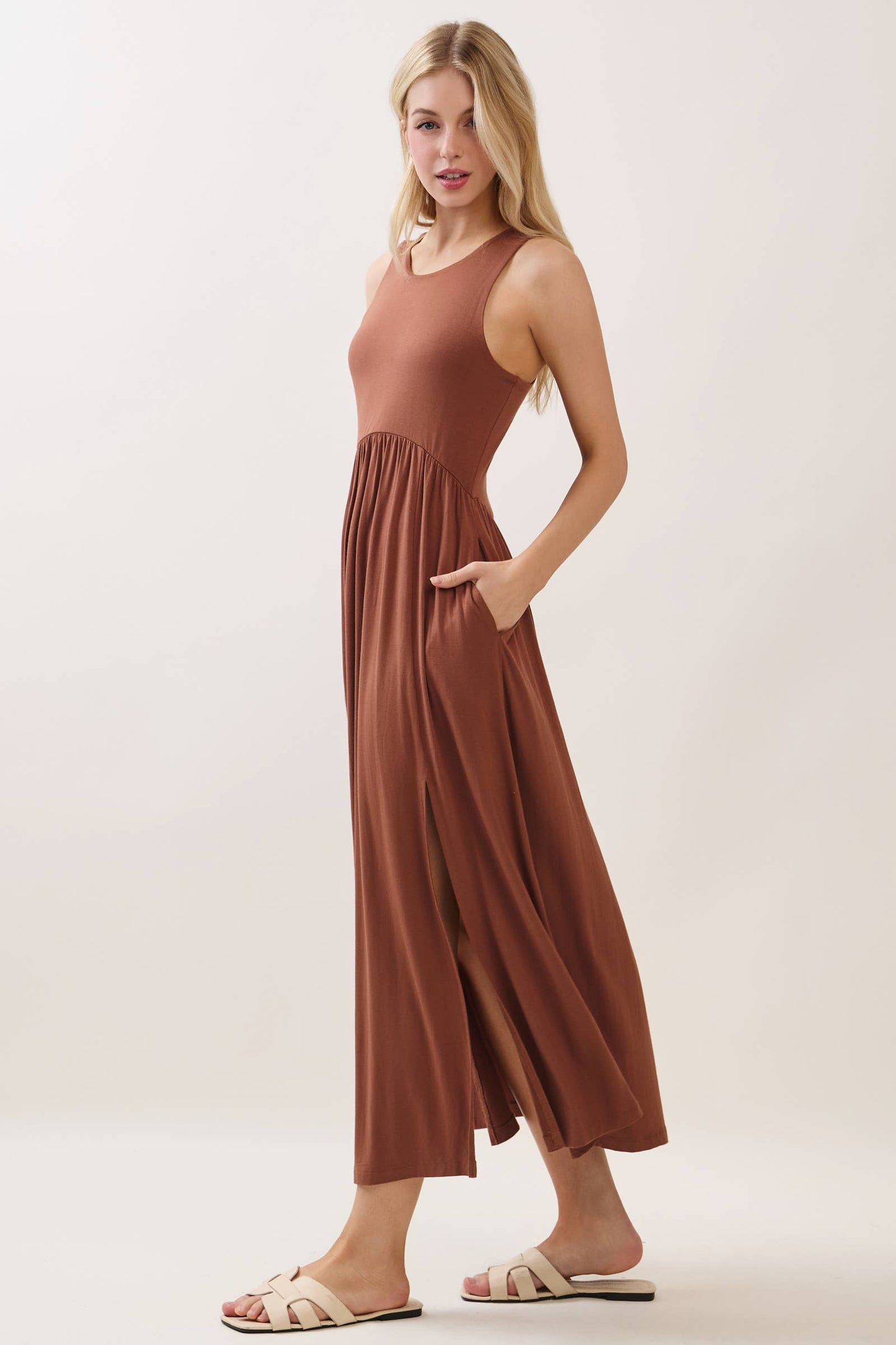 Black Midi Dress with Front Slits