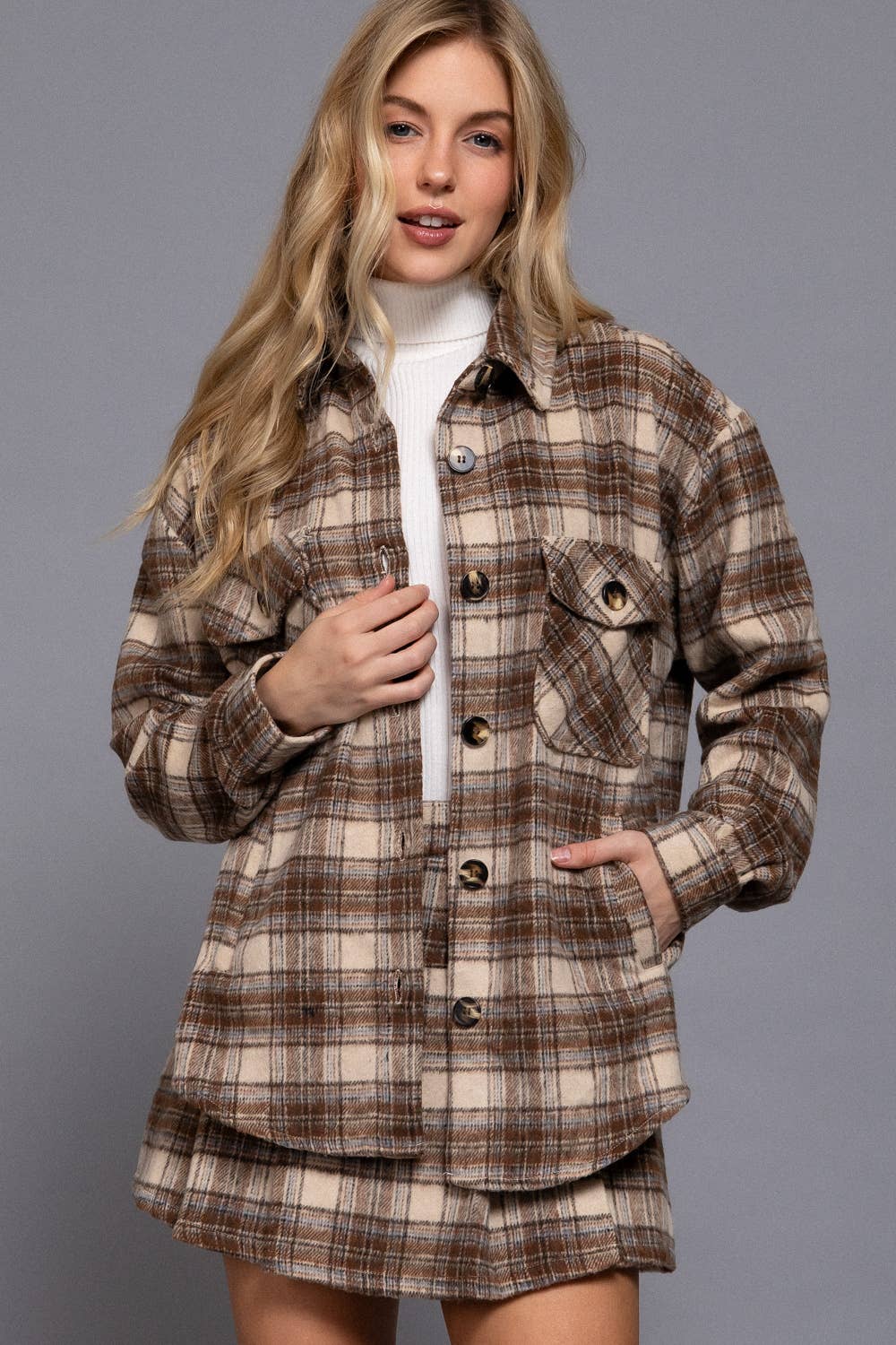 Wool Blend Plaid Jacket