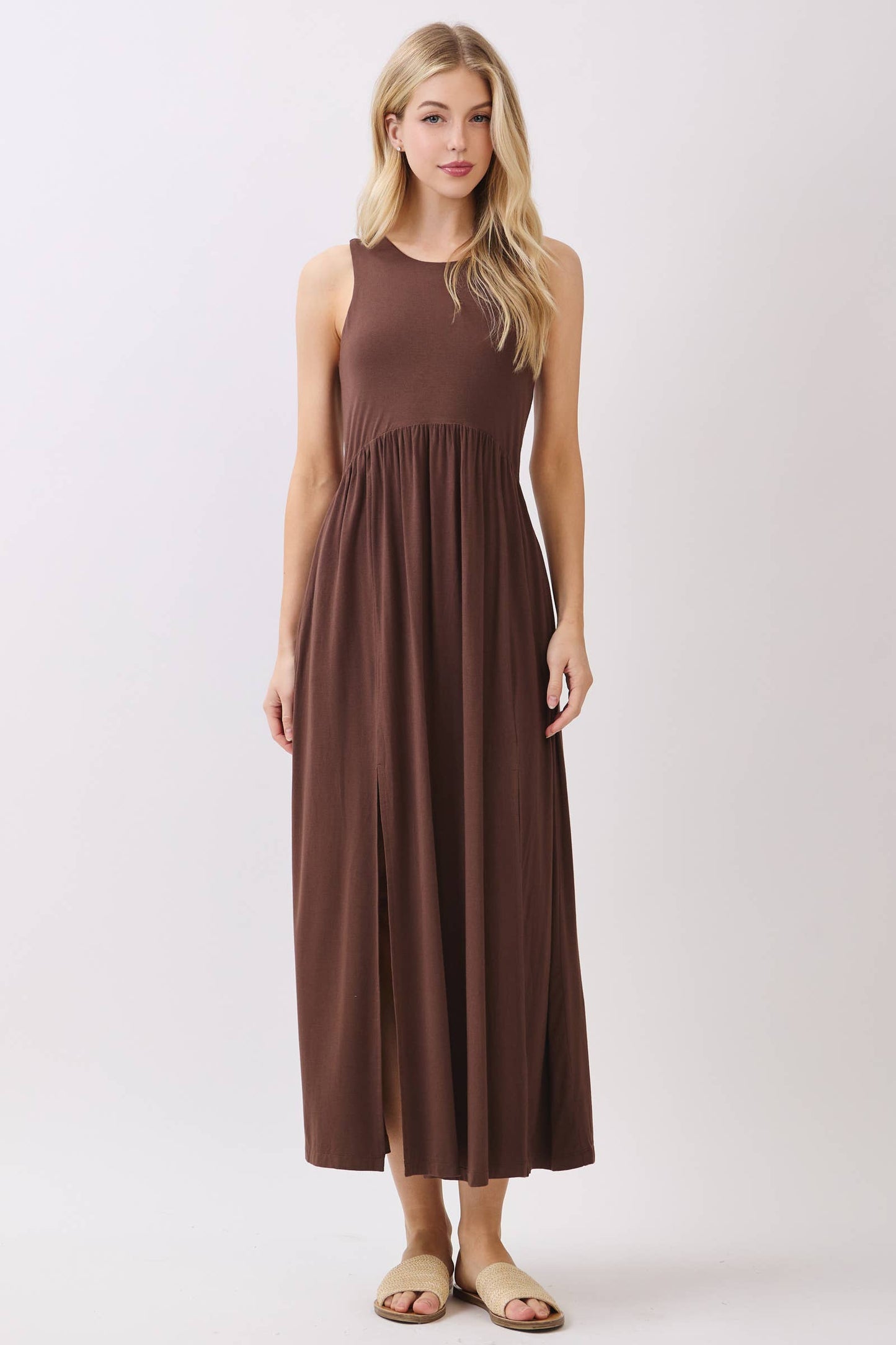 Black Midi Dress with Front Slits