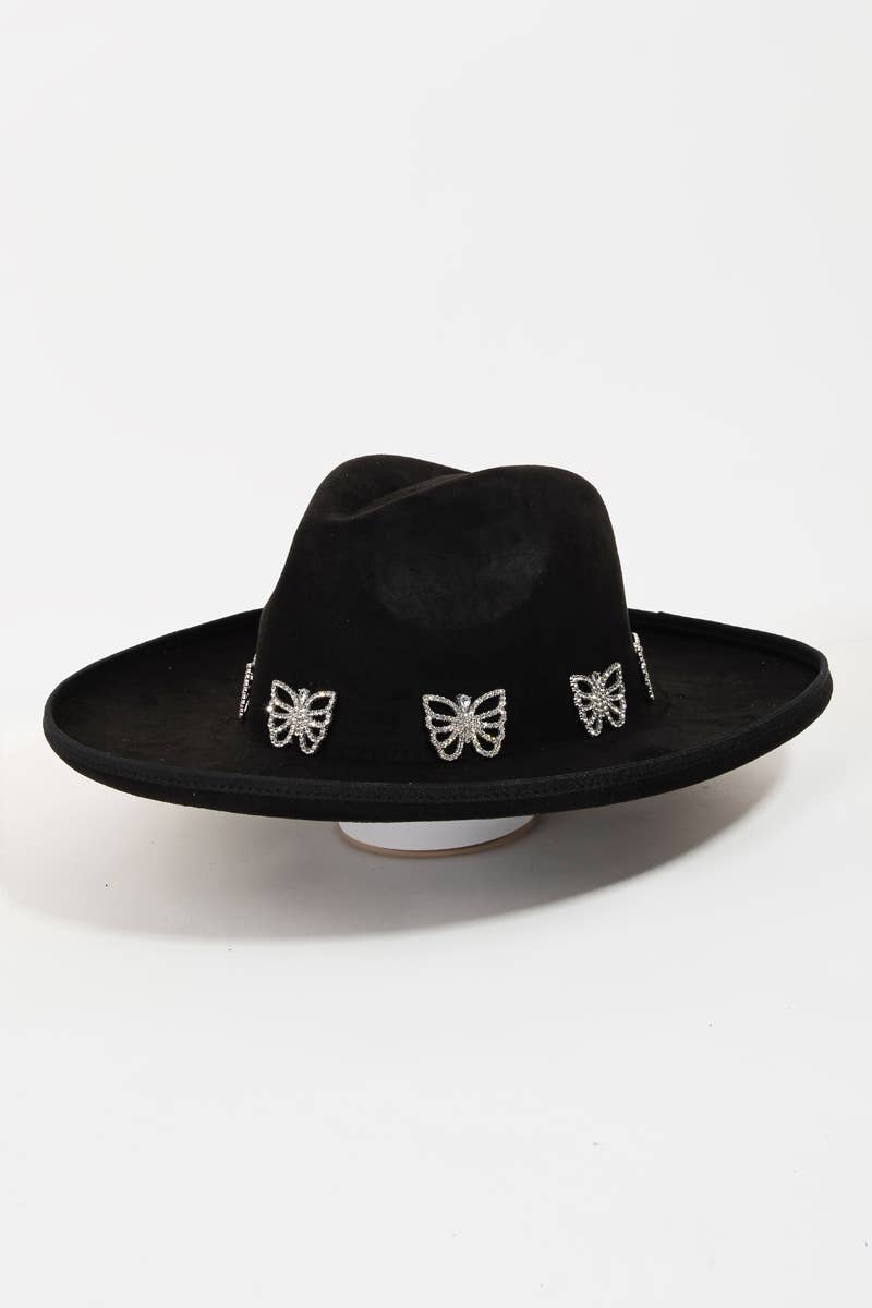 Pave Butterflies Fedora Hat