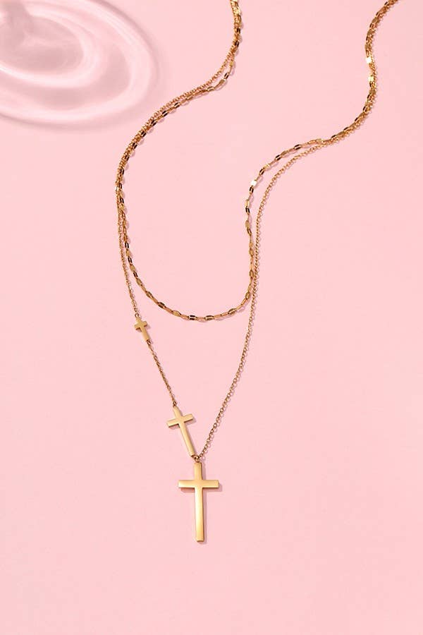 18K Gold Dipped Cross Necklace