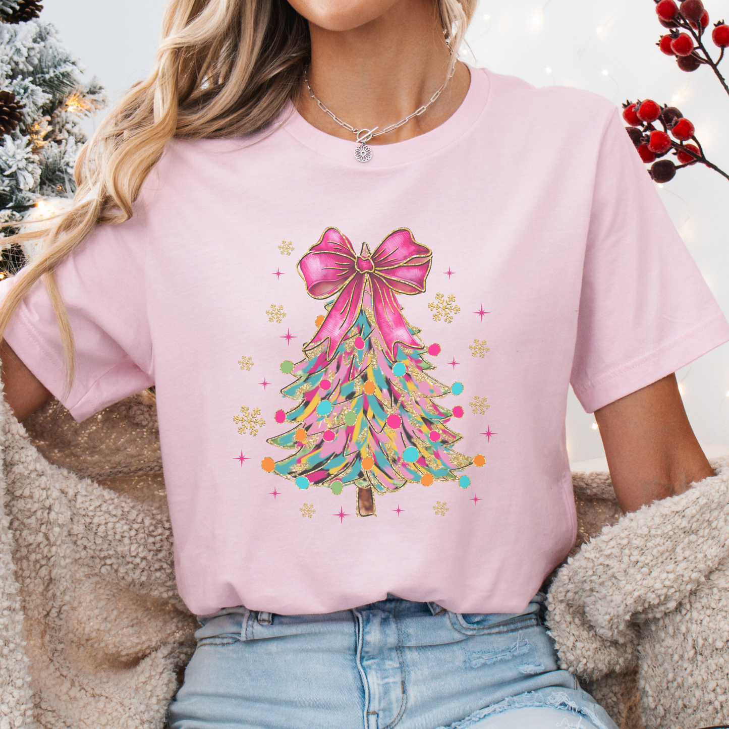 Bright Colorful Christmas Tree Graphic Tee