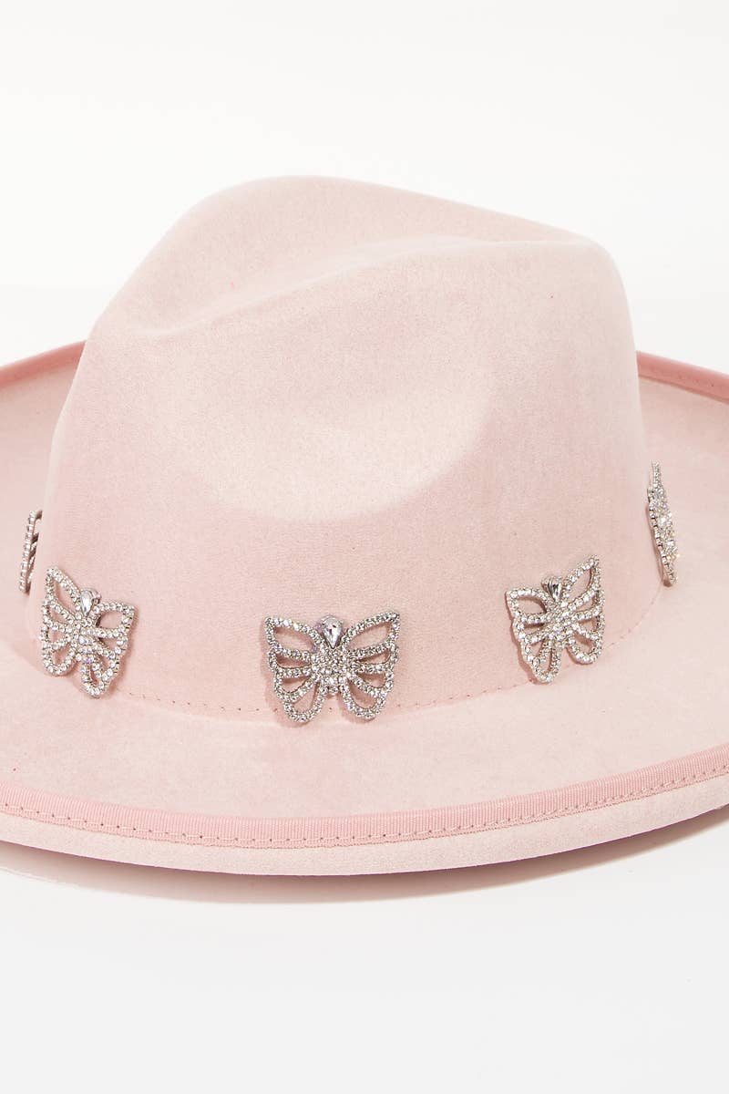 Pave Butterflies Fedora Hat