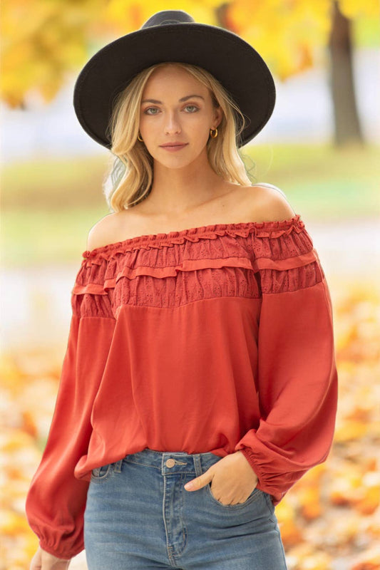 Eyelet Detailed Long Sleeve