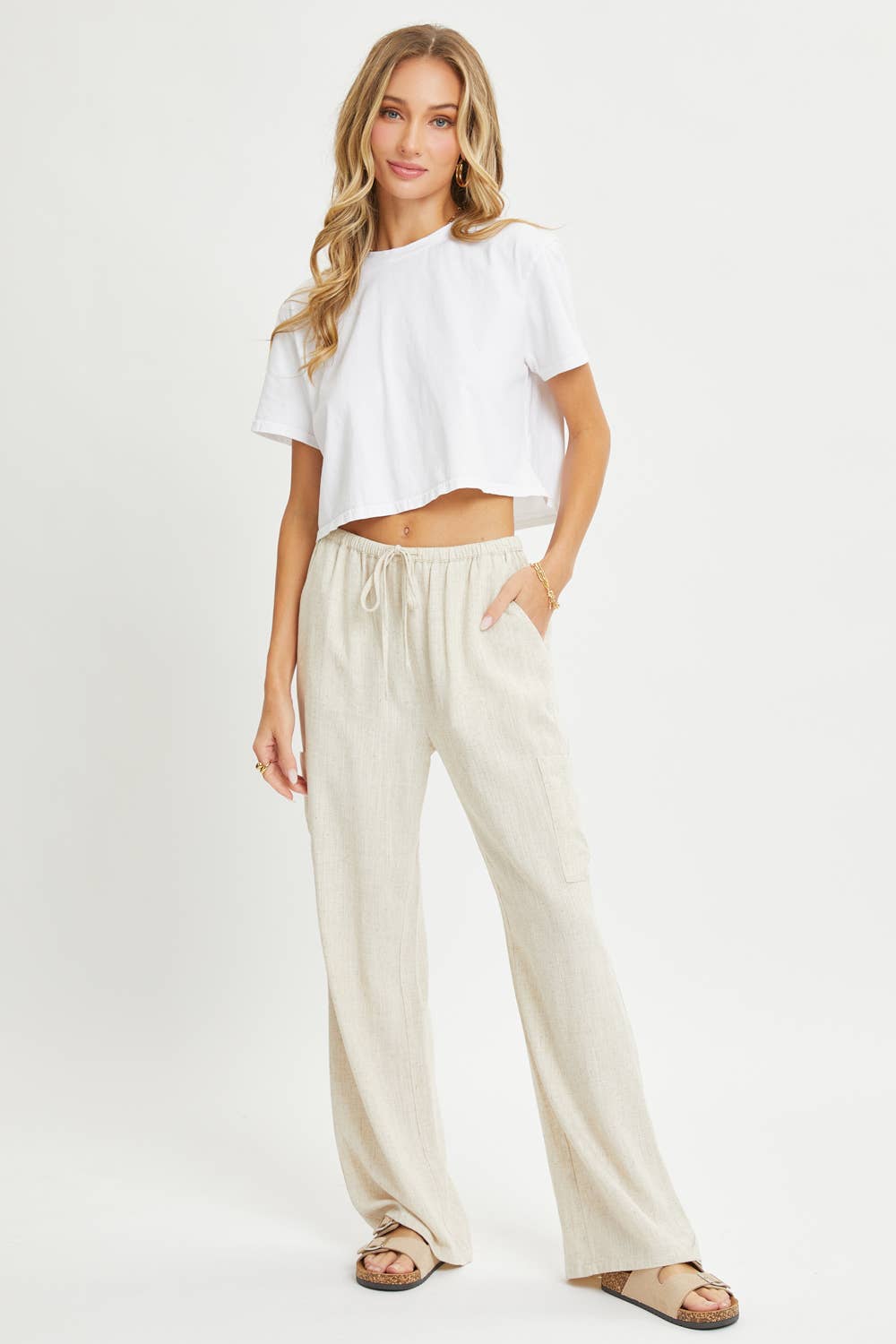 Linen Draw-String Pants w Pockets