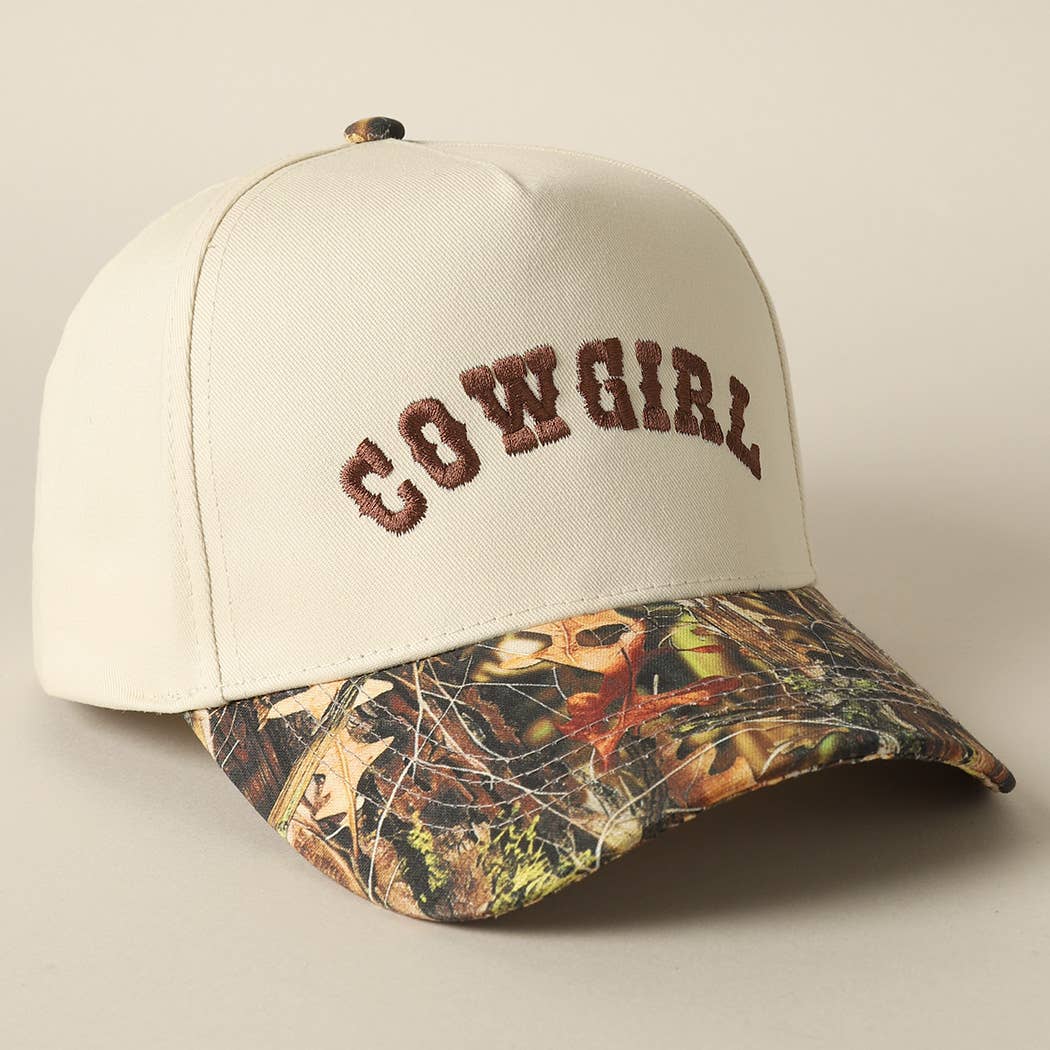 COWGIRL Lettering Embroidery Camo Cap