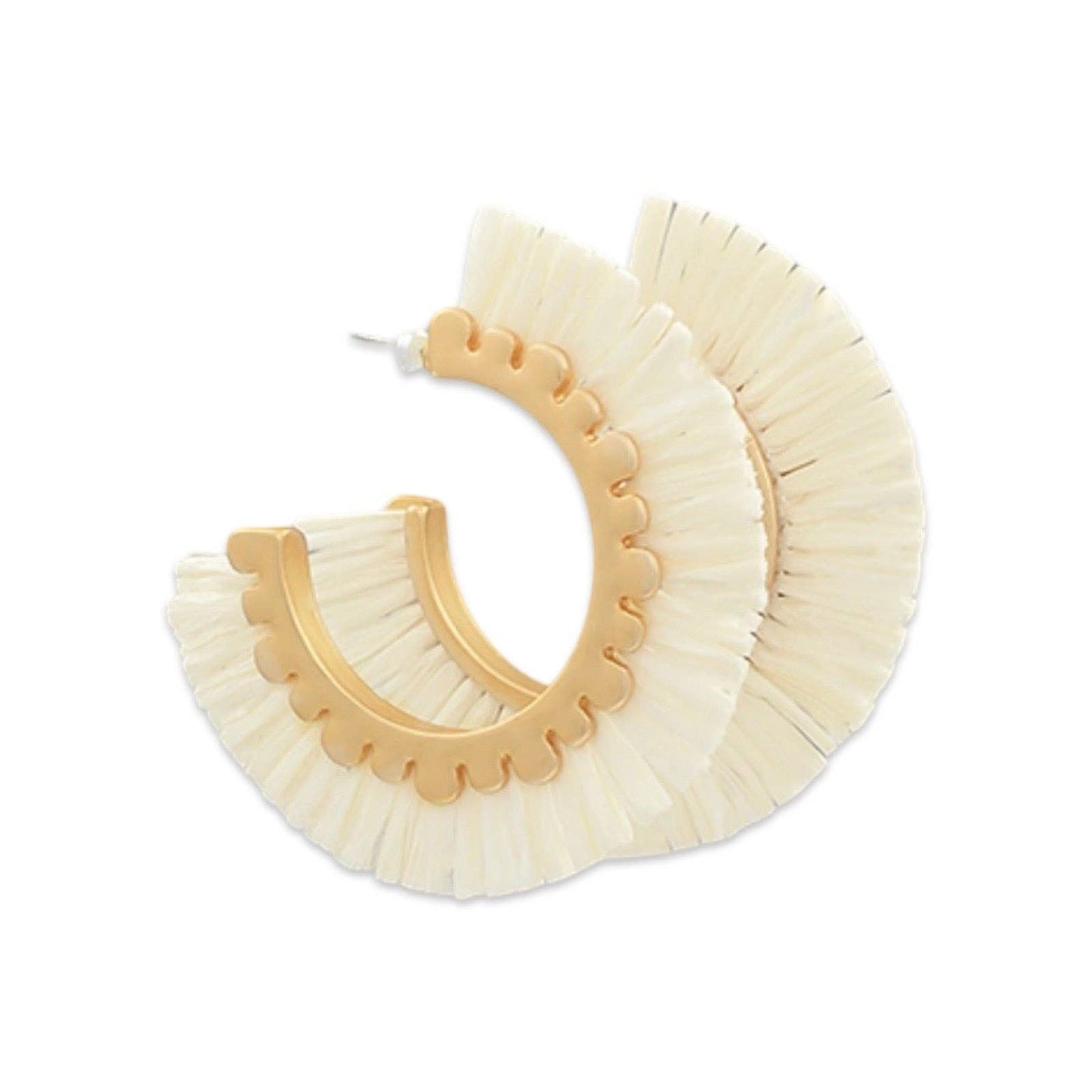 Cream Raffia Fan Hoop