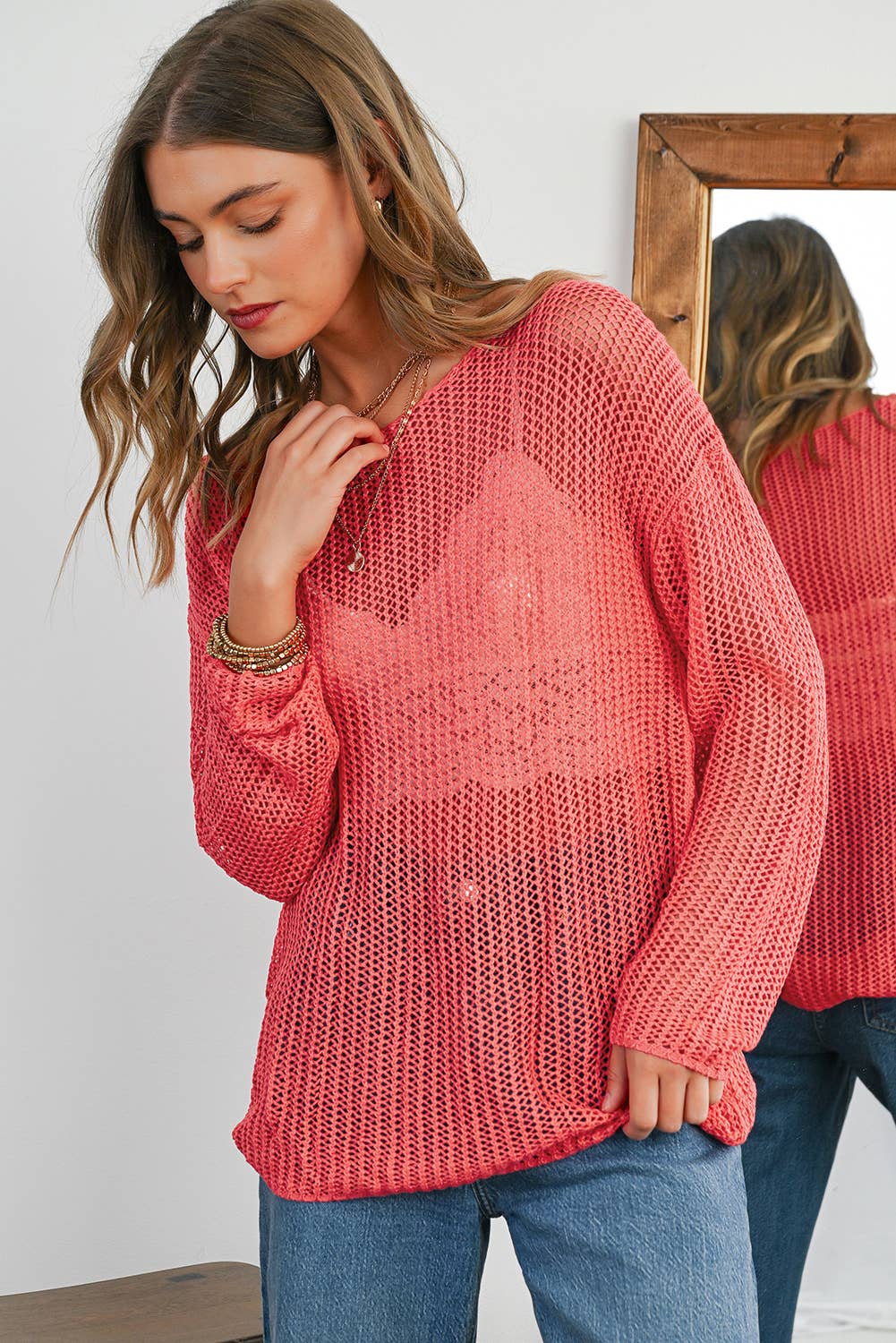 Crochet Hollow-Out Long Sleeve Sweater