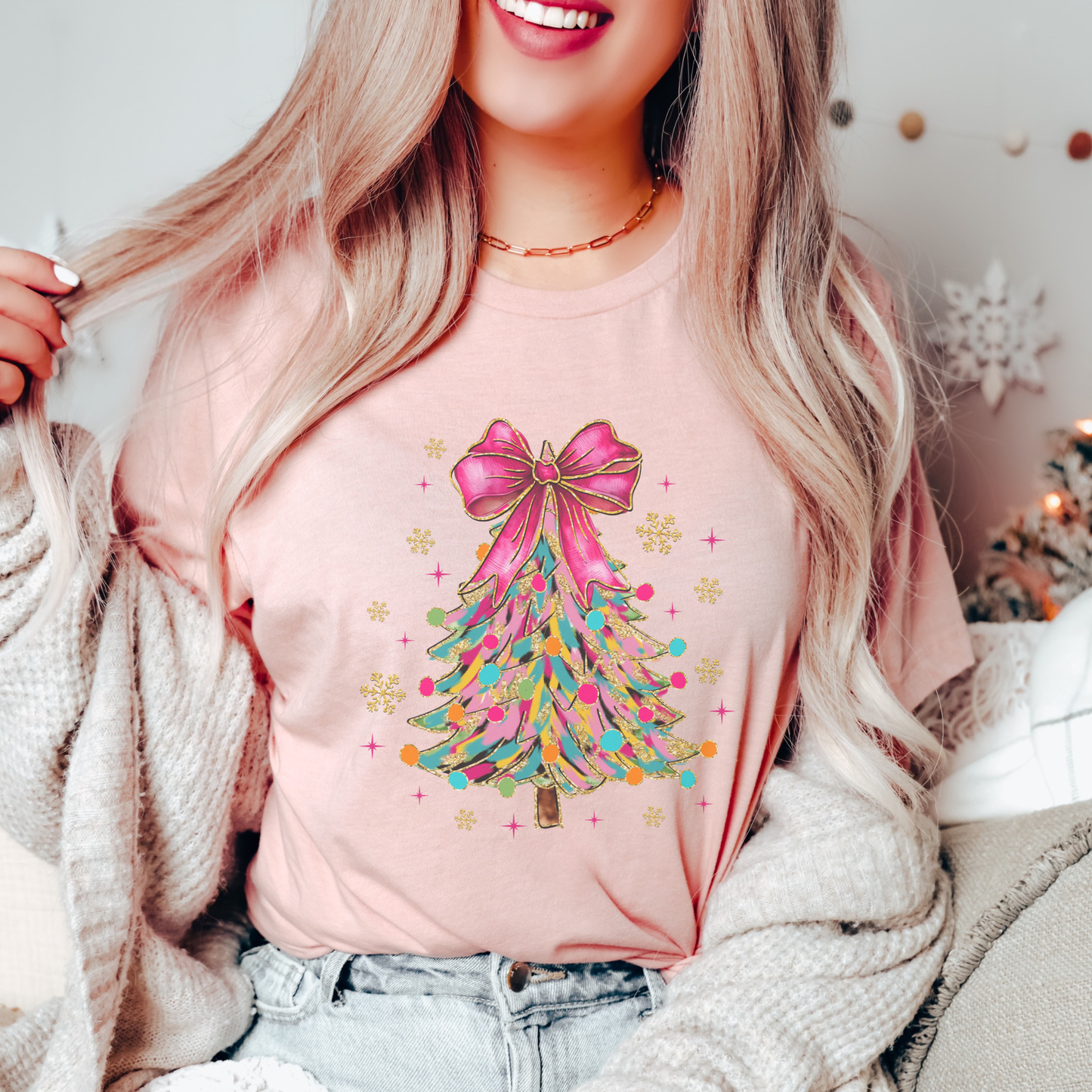 Bright Colorful Christmas Tree Graphic Tee