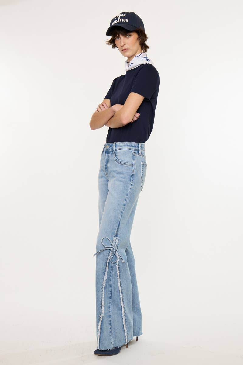 Flare Frayed Bow Jeans