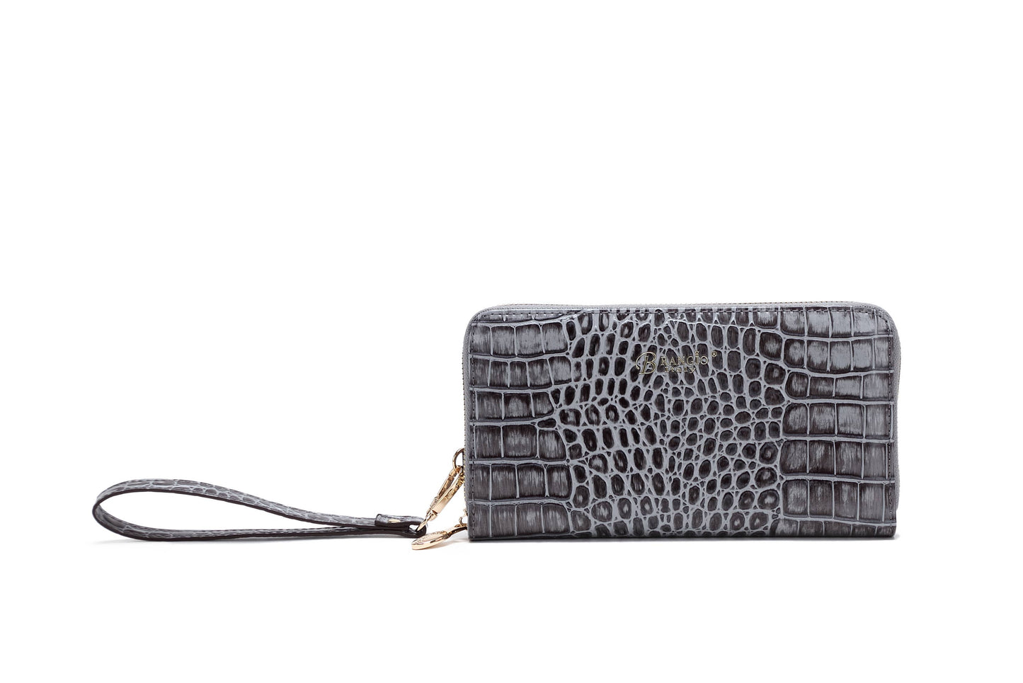 Brangio Italy Croc Luxe Zippered Around Wristlet Wallet