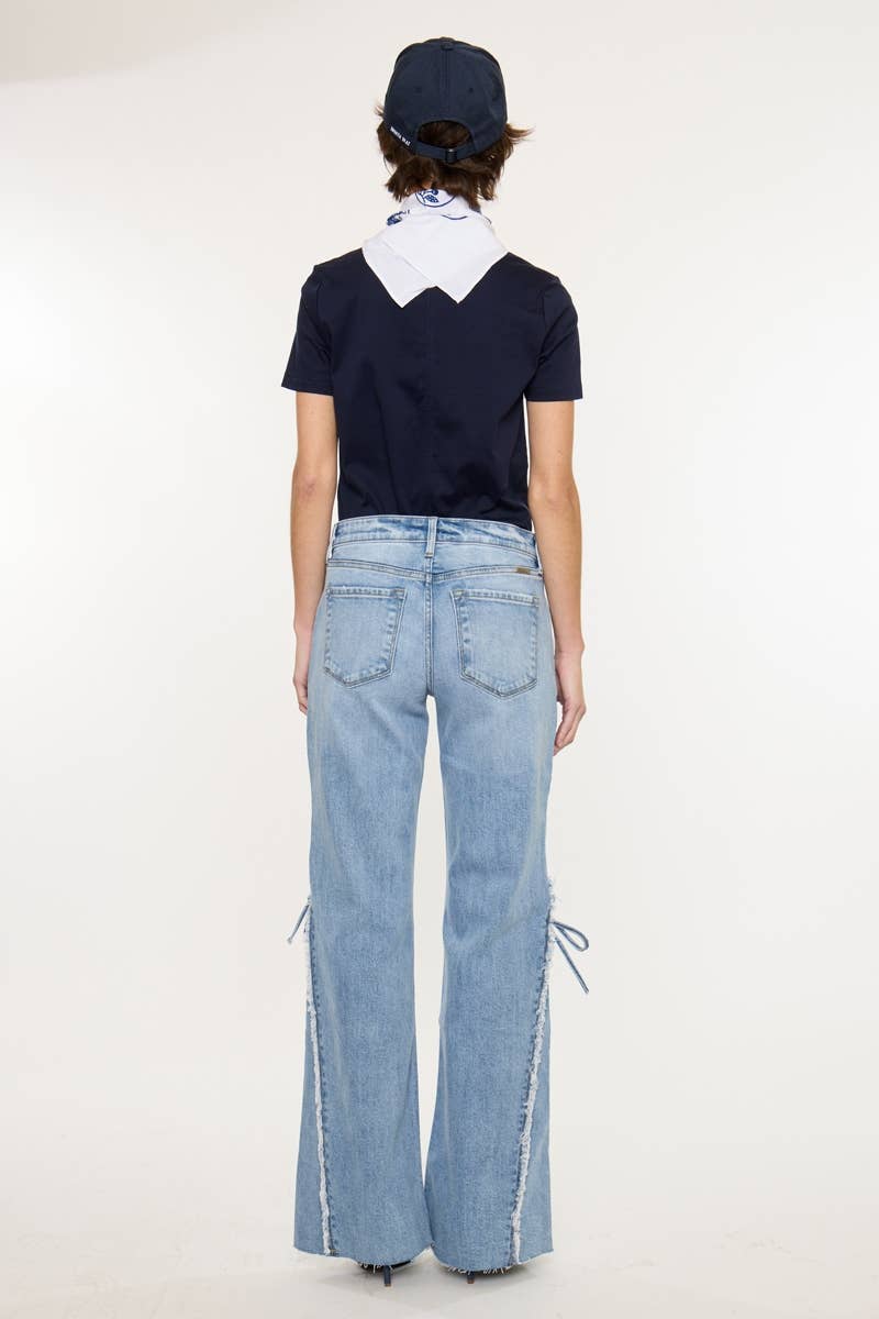 Flare Frayed Bow Jeans