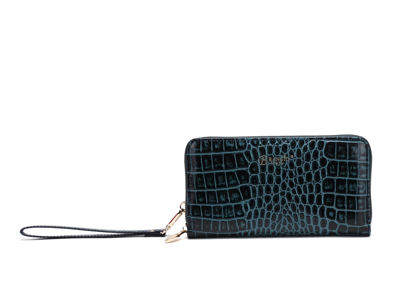 Brangio Italy Croc Luxe Zippered Around Wristlet Wallet