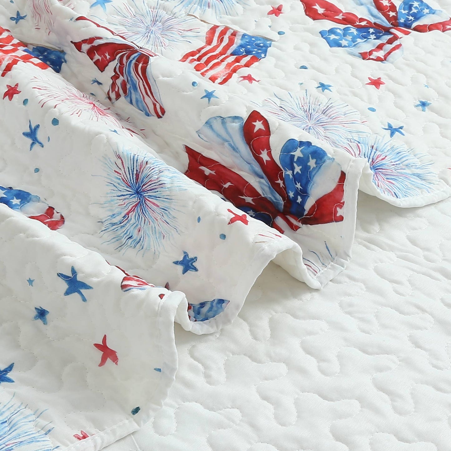 "Patriotic Bows"  Quilted Throw Blanket 50"x60"