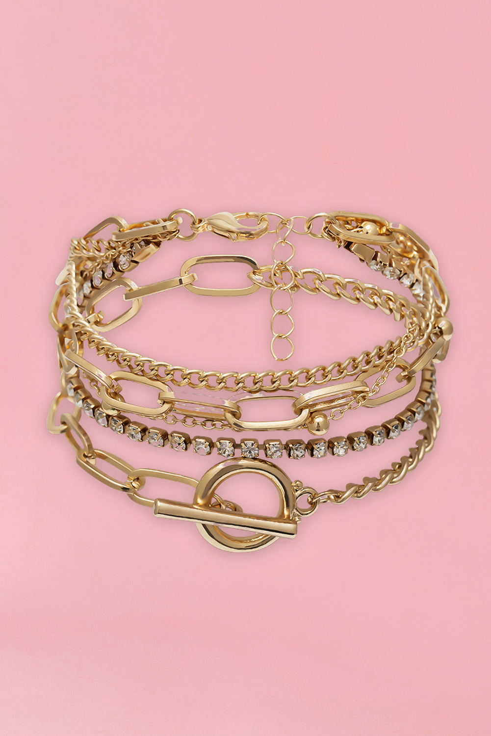 Multi Layered Rhinestone Chain Bracelet Set