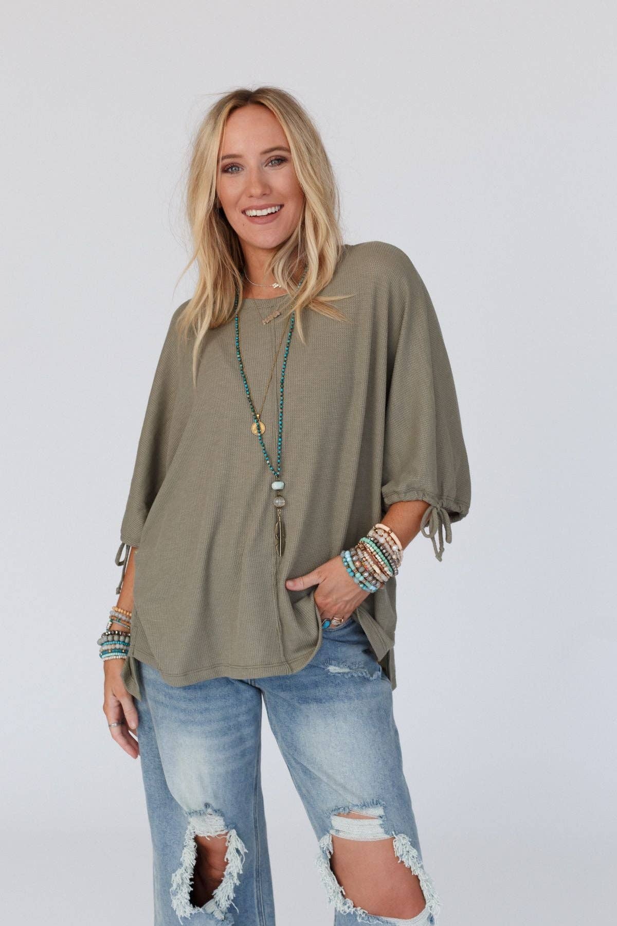 Puff Sleeve Tee - Olive