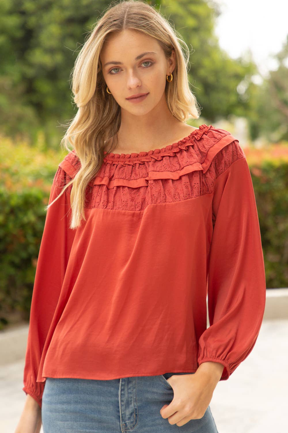 Eyelet Detailed Long Sleeve