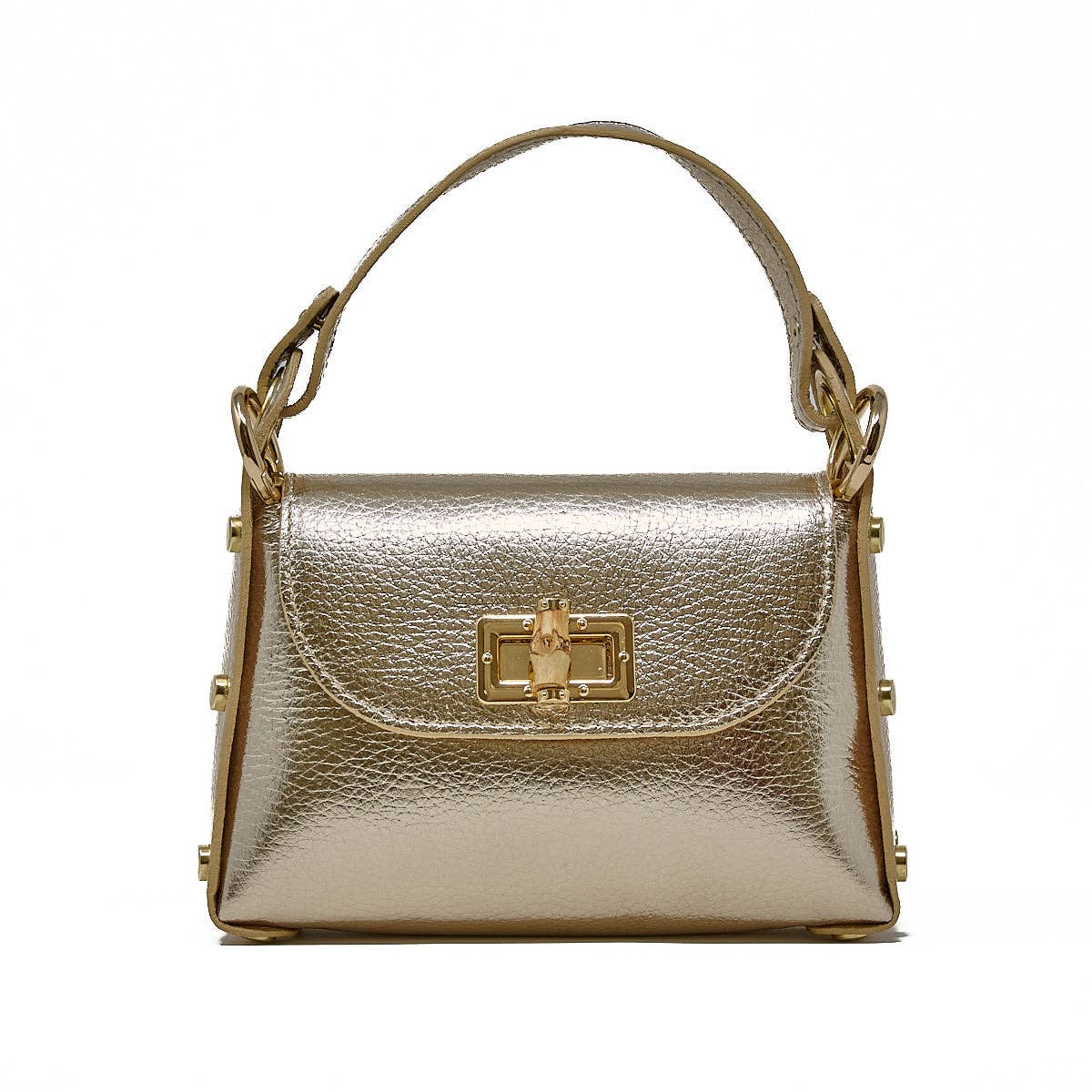 GF1075 GENUINE ITALIAN LEATHER  BAMBOO CLASP, CROSSBODY BAG