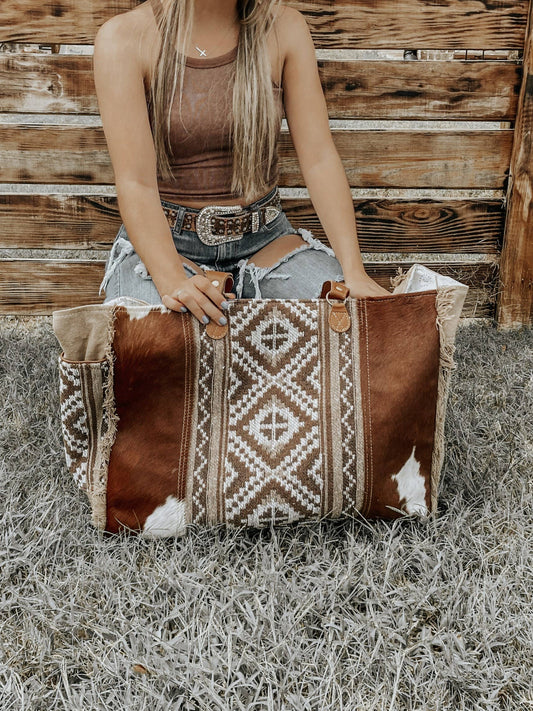 Brown Cowhide Travel Bag
