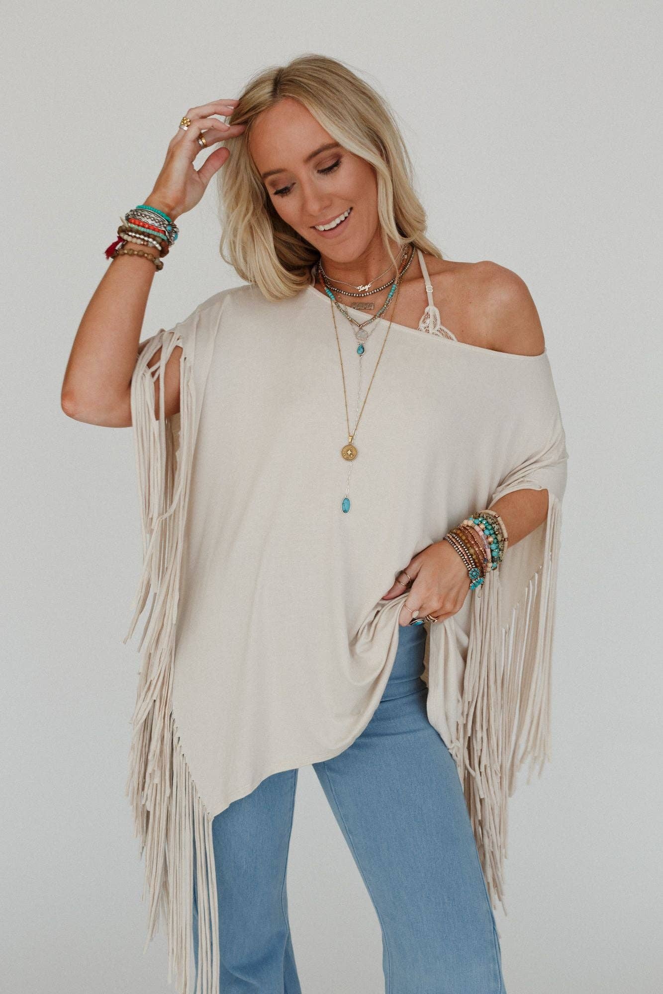 Fringe Top - Oat