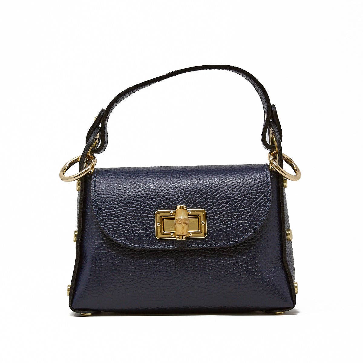 GF1075 GENUINE ITALIAN LEATHER  BAMBOO CLASP, CROSSBODY BAG