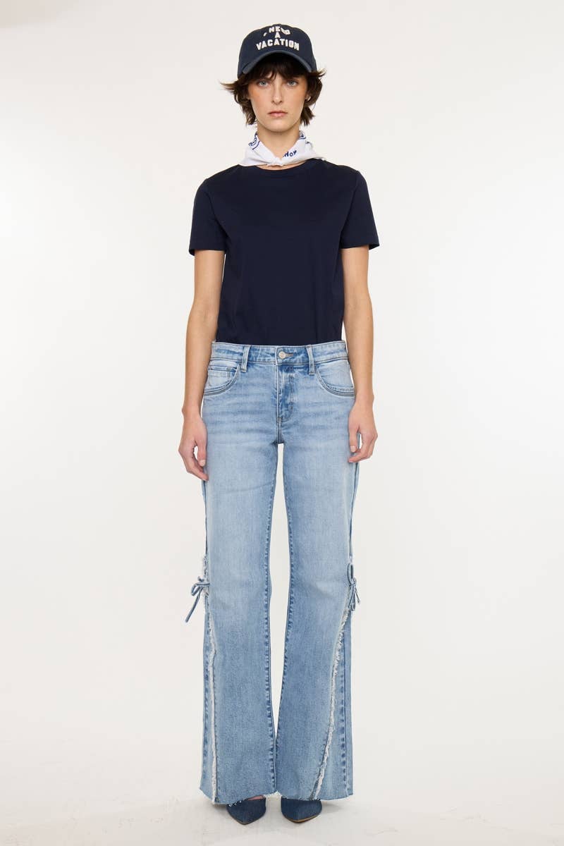 Flare Frayed Bow Jeans