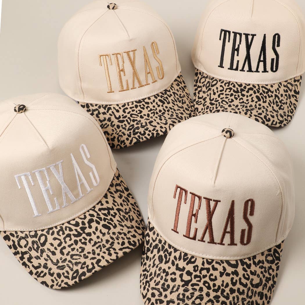 Texas Embroidered Leopard Trucker Hat