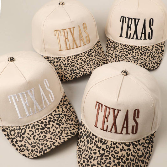 Texas Embroidered Leopard Trucker Hat