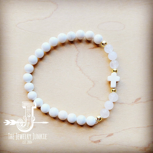 Natural Jade and Hematite Beaded Stretch Bracelet